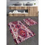 Talia Home Dokuma Kilim Desenli 2'li Büyük Boy Banyo Paspas Seti - Renkli
