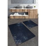Talia Home Ebru Desenli 2'li Banyo Paspas Seti TLAHMP-212 - Lacivert