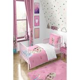 Talia Home Elsa Desenli Pembe Elsalı Nevresim Takımı 160 x 220 cm Düz Desenli Tek Kişilik