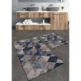 Talia Home Eskitme Üçgen Desenli 2'li Banyo Paspas Seti TLAHMP-150 - Kahverengi