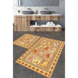 Talia Home Etnik 8 Desenli 2'li Büyük Boy Banyo Paspas Seti - Krem - Renk