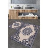 Talia Home Etnik Bej Desenli 2'li Banyo Paspas Seti TLAHMP-191