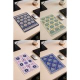 Talia Home Etnik Çini Motifli Çok Amaçlı Mini Halı Mousepad - Bardak Altlığı - Çaydanlık Altlığı 4 ADET