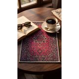 Talia Home Etnik Kırmızı Desenli Çok Amaçlı Mini Halı Mousepad - Bardak Altlığı - Çaydanlık Altlığı 4 ADET