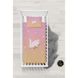 Talia Home Geçişli Kuğu Desenli Bebek Nevresim Takımı Çarşaflı TLABN-050 - Turuncu - 100 x 150 cm