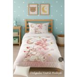 Talia Home Geçişli Unicorn Desenli Tek Kişilik Çocuk Yorganı Uyku Seti TLAG-322