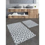 Talia Home Geometrik Desenli 2'li Banyo Paspas Seti TLAHMP-117 - Gri