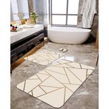 Talia Home Geometrik Desenli 2'li Büyük Boy Banyo Paspas Seti - Sarı - Renk