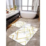 Talia Home Geometrik Mermer Desenli 2'li Banyo Paspas Seti TLAHMP-086 - Beyaz