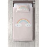 Talia Home gökkuşağı ve Sevimli Bulut Desenli Yatak Örtüsü TLAY-242 - 380 x 220 cm - Pembe