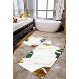 Talia Home Gold Yaprak Altıgen Çerçeveli 2'li Banyo Paspas Seti TLAHMP-216 - Altın