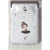 Talia Home gri Balerin Desenli Müzik Notalı Yatak Örtüsü TLAY-276 - 413 x 220 cm - Beyaz