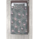 Talia Home gri Flamingo Desenli Yatak Örtüsü TLAY-252 - 390 x 220 cm