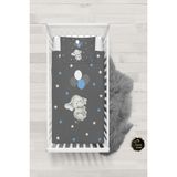 Talia Home Gri Mavi Balonlu Fil Desenli Bebek Nevresim Takımı Çarşaflı TLABN-285 - 100 x 150 cm
