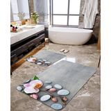 Talia Home Gri Taşlı 2'li Banyo Paspas Seti TLAHMP-057 - Antrasit - 60 x 90 cm