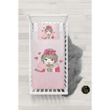 Talia Home Kahve Içen Kız Bebek Nevresim Takımı Çarşaflı TLABN-238 - Pembe - 100 x 150 cm