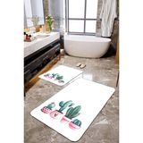 Talia Home Kaktüs Desenli 2'li Banyo Paspas Seti TLAHMP-243 - Beyaz