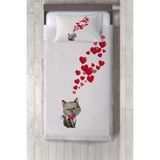 Talia Home kalp ve Kedi Desen Çocuk ve Bebek Odası Yatak Örtüsü TLAY-157 - 296 x 220 cm - Pembe