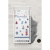 Talia Home Karışık Denizci Desenli Bebek Nevresim Takımı Çarşaflı TLABN-291 - Beyaz - 100 x 150 cm