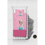 Talia Home Karlar Ülkesi Elsa Desenli Bebek Nevresim Takımı Çarşaflı TLABN-097 - Pembe - 100 x 150 cm