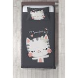 Talia Home kedi Baskılı Çocuk ve Bebek Odası Yatak Örtüsü TLAY-245 - 383 x 220 cm - Gri