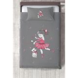 Talia Home kedi ve Prenses Desenli Çocuk ve Bebek Odası Yatak Örtüsü TLAY-270 - 407 x 220 cm - Gri