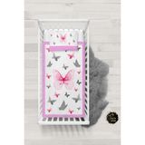 Talia Home Kelebekler Desenli Bebek Nevresim Takımı Çarşaflı TLABN-048 - Beyaz - 100 x 150 cm