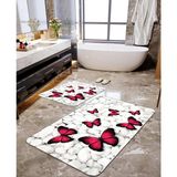 Talia Home Kelebekli 2'li Banyo Paspas Seti TLAHMP-061 - Beyaz - 60 x 90 cm
