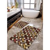Talia Home Kemer Desenli 2'li Banyo Paspas Seti TLAHMP-174 - Kahverengi