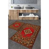 Talia Home Kırmızı Motifli 2'li Banyo Paspas Seti TLAHMP-210