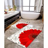 Talia Home Kırmızı Papatya Desenli 2'li Banyo Paspas Seti TLAHMP-040 - 60 x 90 cm