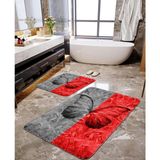 Talia Home Kırmızı Siyah Baskılı Kelebek 2'li Banyo Paspas Seti TLAHMP-047 - 60 x 90 cm