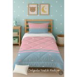 Talia Home Kız-Erkek İkiz Desenli Tek Kişilik Çocuk Yorganı Uyku Seti TLAG-196