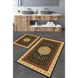 Talia Home Klasik Siyah Desenli 2'li Banyo Paspas Seti TLAHMP-202