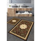 Talia Home Krem Göbekli Klasik Desen 2'li Banyo Paspas Seti TLAHMP-201 - Siyah