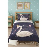 Talia Home Kuğu Desenli Tek Kişilik Çocuk Yorganı Uyku Seti TLAG-222