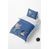 Talia Home Mavi Bisikletli Ayıcık ve Kız Desenli Tek Kişilik Nevresim Takımı 160 x 220 cm