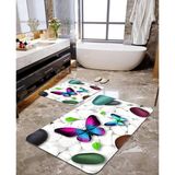 Talia Home Mavi Kelebek Desenli 2'li Banyo Paspas Seti TLAHMP-021 - Mor - 60 x 90 cm
