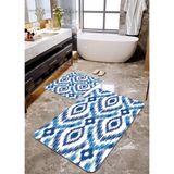 Talia Home Mavi Kilim Desenli 2'li Büyük Boy Banyo Paspas Seti