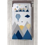 Talia Home Mavi Kuş Vadisi Dağ Desenli Çocuk Odası Bebek Odası Yatak Örtüsü TLAY-300 - 437 x 220 cm - Beyaz