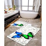 Talia Home Mavi-Yeşil Desenli 2'li Banyo Paspas Seti TLAHMP-026 - 60 x 90 cm