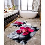 Talia Home Menekşe Desenli 2'li Banyo Paspas Seti TLAHMP-011 - Açık Gri - 60 x 90 cm