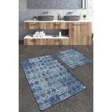 Talia Home Modern Desenli 2'li Banyo Paspas Seti TLAHMP-232 - Mavi