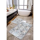 Talia Home Modern Desenli 2'li Banyo Paspas Seti TLAHMP-240 - Mavi