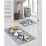 Talia Home Modern Desenli 2'li Büyük Boy Banyo Paspas Seti - Gri