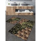 Talia Home Modern Geometrik Desenli 2'li Banyo Paspas Seti TLAHMP-087 - Kahverengi