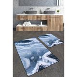 Talia Home Modern Renk Geçişli 2'li Büyük Boy Banyo Paspas Seti - Lila