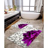 Talia Home Mor Çiçek Desenli 2'li Banyo Paspas Seti TLAHMP-039 - 60 x 90 cm