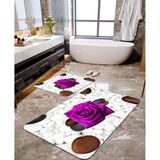 Talia Home Mor Gül Desenli 2'li Banyo Paspas Seti TLAHMP-042 - 60 x 90 cm