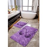 Talia Home Mor Kelebek Desenli 2'li Banyo Paspas Seti TLAHMP-264
